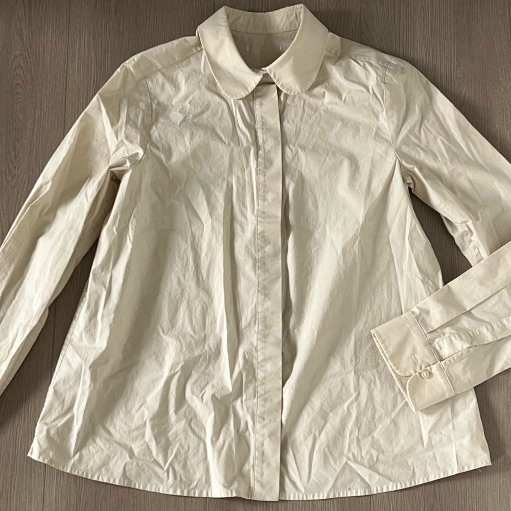 Cos Cream Lightweight Oversized Shirt-Jacket with Pointed Collar